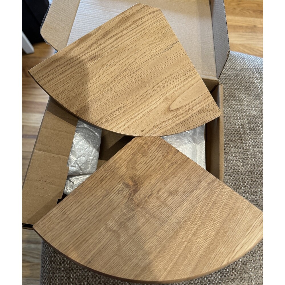 Corner Shelves Floating Set of 2 Solid Oak Wood Wall Shelves 7.1"